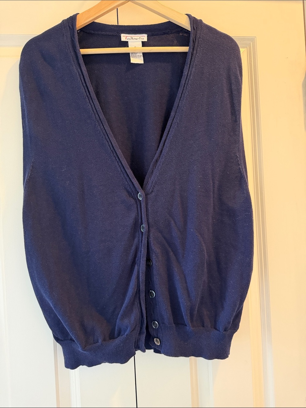 Talbots Navy V-Neck Button Front Sweater Vest
